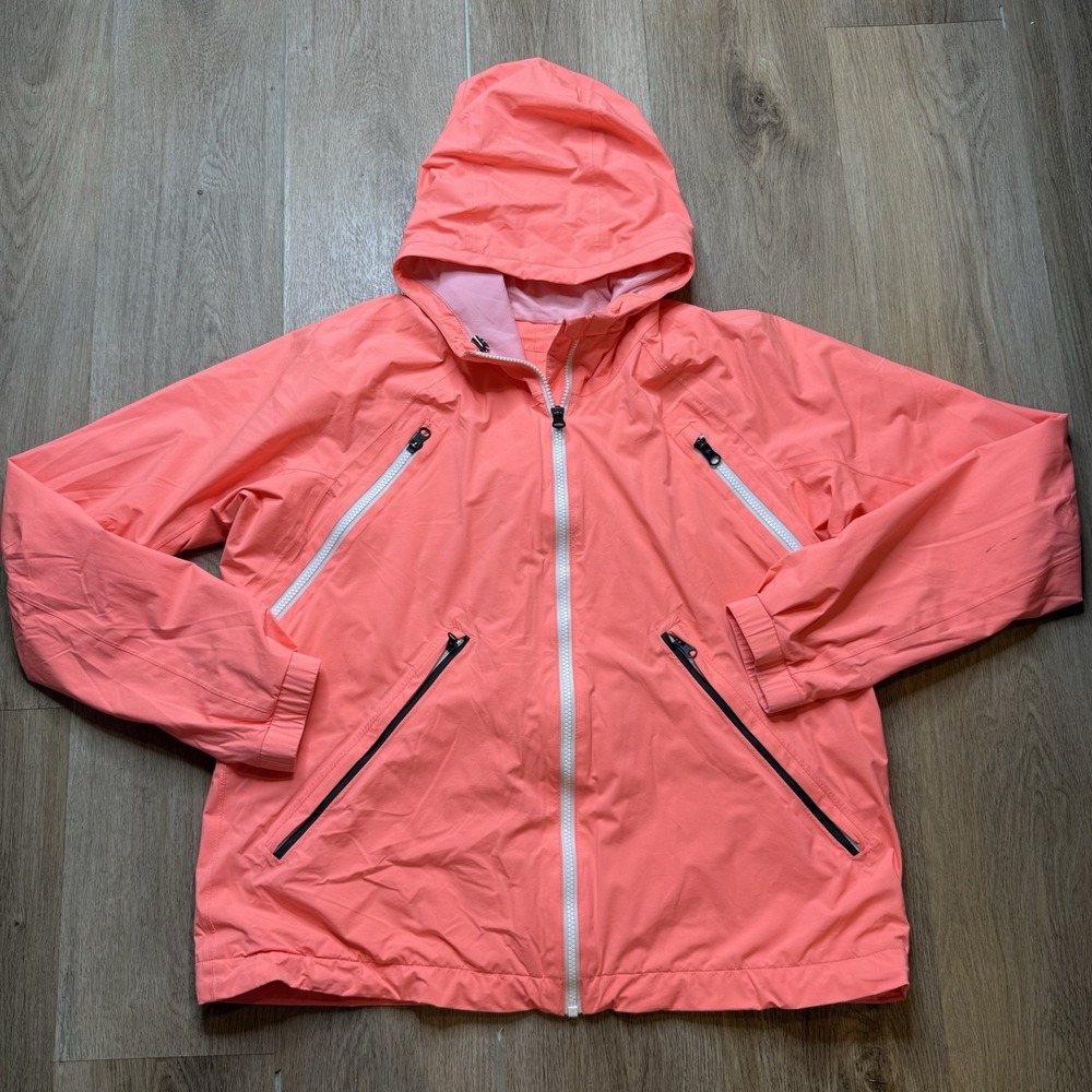 Lululemon Rise And Shine Neon Coral Vented Hooded Full Zip Jacket Size 12